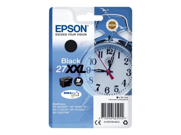 EPSON 6LB 27XXL ink cartridge black extra high capacity 34.1ml 2.200 pages 1-pack blister without alarm – DURABrite ultra ink