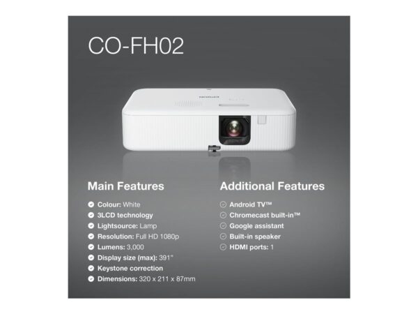EPSON CO-FH02 Projector 3LCD 1080p 3000lm