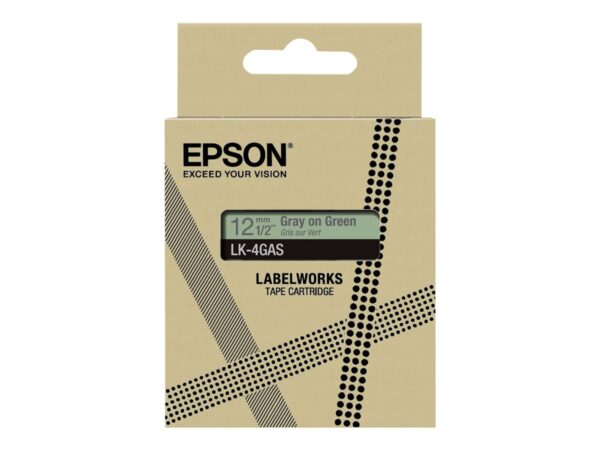 EPSON Colour Tape Green/Grey 12mm 8m LK-4GAS
