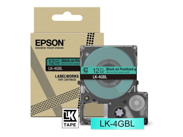 EPSON Colour Tape Pearl Green/Black 12mm 9m LK-4GBL