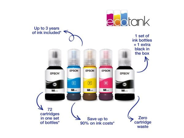 EPSON EcoTank ET-2856 MFP colour ink-jet refillable A4 10.5ppm print 100 sheets USB Wi-Fi white