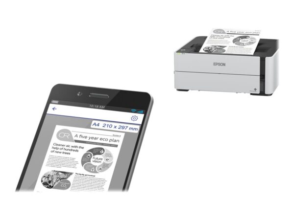 EPSON EcoTank ET-M1180 Printer Mono B/W Duplex ink-jet refillable A4 1200x2400dpi 20ppm capacity 250 sheets USB 2.0 LAN Wi-Fi
