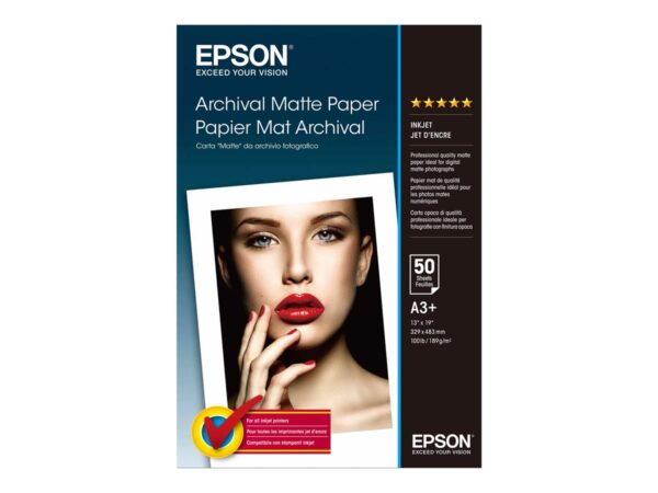 EPSON MATTE archival  papier inkjet 192g/m2 A3+ 50 feuilles pack de 1