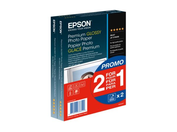 EPSON PREMIUM brillant photo  papier inkjet 255g/m2 100x150mm 2×40 feuilles pack de 1 BOGOF