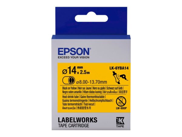 EPSON Ruban LK-6YBA14 – Gaine thermorétractable HST Noir/Jaune d14/2,5