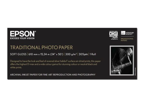 EPSON S045055 Traditional photo  papier inkjet 330g/m2 610mm x 15m 1 rouleau pack de 1