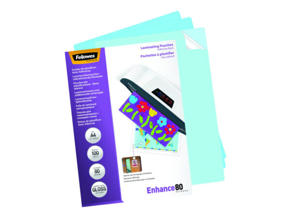 FELLOWES POCHETTES A4 – DOS ADHESIF – 80 MICR