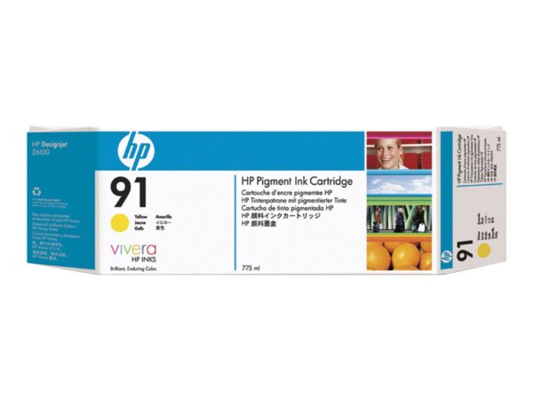 HP 91 original Ink cartridge C9469A yellow standard capacity 775ml 1-pack with Vivera Ink cartridge