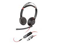 HP Poly Blackwire 5220 Stereo USB-C Headset +3.5mm Plug +USB-C/A Adapter Bulk