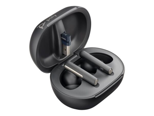 HP Poly Voyager Free 60+ UC M Carbon Black Earbuds +BT700 USB-C Adapter +Touchscreen Charge Case