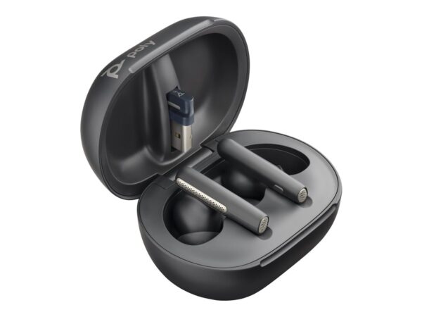 HP Poly Voyager Free 60+ UC M Carbon Black Earbuds +BT700 USB-C Adapter +Touchscreen Charge Case
