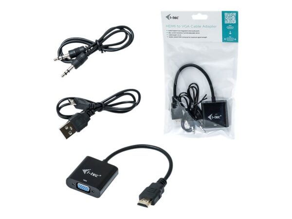 I-TEC Adapter HDMI to VGA resolution Full-HD 1920×1080/60Hz Cable 15cm gilded HDMI-connector
