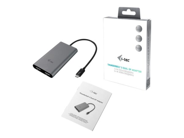 I-TEC THUNDERBOLT3 Dual DP Video Adapter for Thunderbolt3 MacOS and Windows supports 1x5K 60Hz Monitor or 2x4K 60Hz Monitor