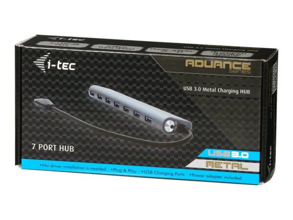 I-TEC USB 3.0 Metal Charging HUB 7 Port with power adaptor 7xUSB charging port. For Tablets Notebooks Ultrabooks PC