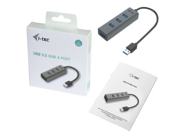 I-TEC USB 3.0 Metal HUB 4 port without power adapter ideal for Notebook Ultrabook Tablet PC supports Win und Mac OS