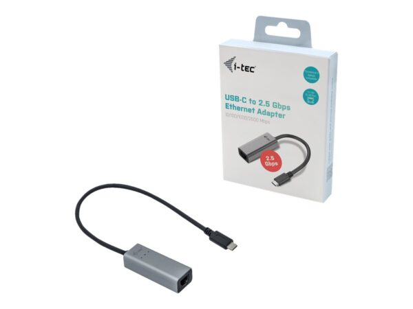 I-TEC USB-C Metal 2.5Gbps Ethernet Adapter 1x USB-C to RJ-45 LED compatible with Thunderbolt 3