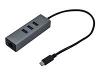 I-TEC USB-C Metal 3-Port HUB with Gigabit Ethernet Adapter 1xUSB-C to RJ-45 3xUSB 3.0 Port LED-Anzeige compatible with TB 3
