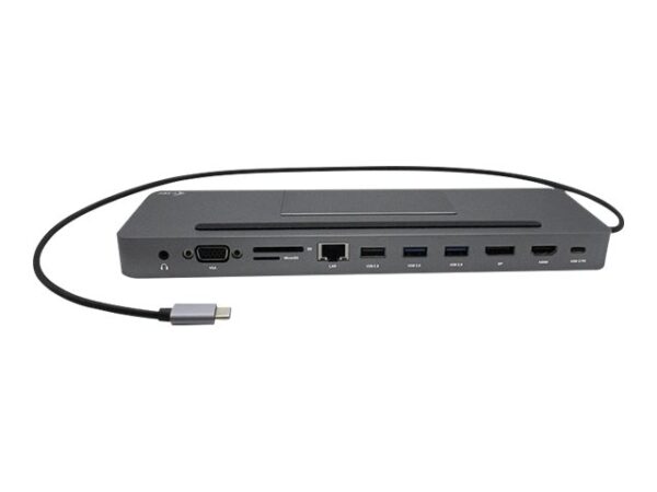I-TEC USB-C Metal 4K 3xDisplay DS 1xHDMI 1xVGA 1xDP 1xSD+1xmicroSD Cardreader 1xGLAN 1×3.5mm Audio 2xUSB 3.0 2xUSB 2.0 1xUSB-C PD