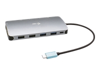 I-TEC USB-C Metal Nano Dock 2xDP 1xHDMI 1xGLAN 1xAudio/Mic 2xUSB 3.1 2xUSB 2.0 1xUSB-C Data 1xUSB-C, sans alimentation fournie