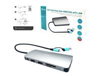 I-TEC USB-C Metal Nano Dock 2xHDMI 1xVGA 1xSD Cardreader 1xmicroSD Cardreader 1xGLAN 3xUSB 2.0 1xUSB 3.2 1xUSB-C3.2Data 1xUSB-C PD