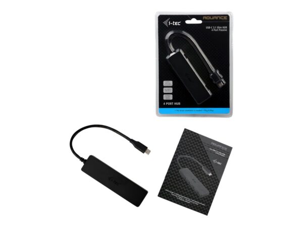 I-TEC USB C Slim Passive HUB 4 Port without power adapter for Notebook Tablet PC supports Win Mac OS compatible with Thunderbolt