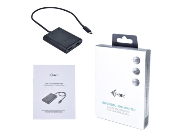 I-TEC USB C to Dual HDMI Port VideoAdapter 2xHDMI Port 4K Ultra HD compatible with Thunderbolt 3