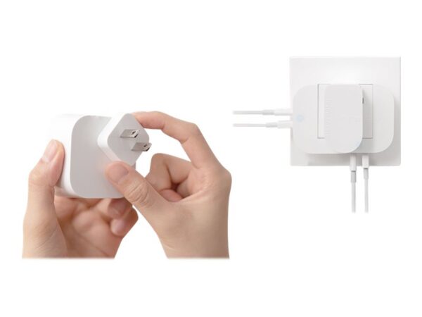 INNERGIE 45H Adaptateur secteur compact 45W – USB-C – 2 Ports Embouts de voyage UE.UK et US inclus