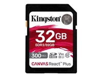 KINGSTON 32Go Canvas React Plus SDHC UHS-II 300R/260W U3 V90 for Full HD/4K/8K