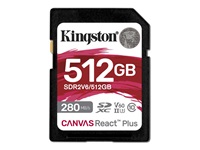 KINGSTON 512Go Canvas React Plus SDXC UHS-II 280R/150W U3 V60 for Full HD/4K