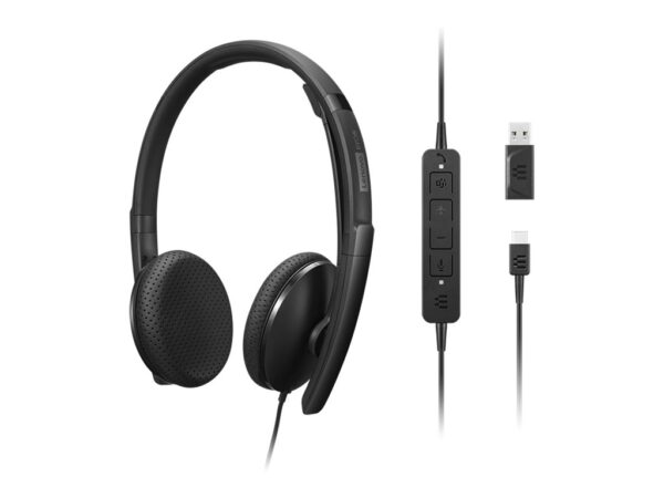 LENOVO – Combiné VoIP – sur-oreille – filaire – USB-C – noir – ThinkRed