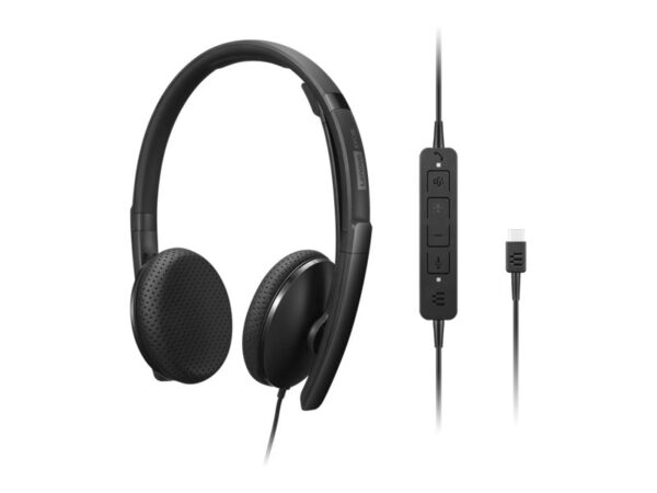 LENOVO – Combiné VoIP – sur-oreille – filaire – USB-C – noir – ThinkRed