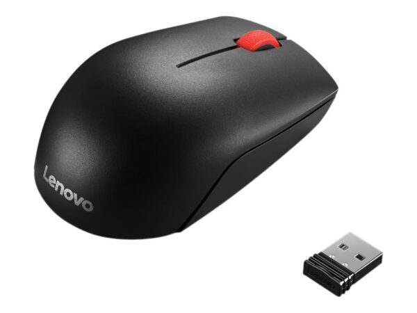 LENOVO Essential Compact – Souris – droitiers et gauchers – 3 boutons – sans fil – 2.4 GHz – récepteur sans fil USB – noir