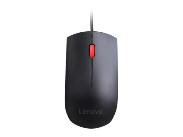 Lenovo Essential – Souris – droitiers et gauchers – optique – 3 boutons – filaire – USB – ThinkRed