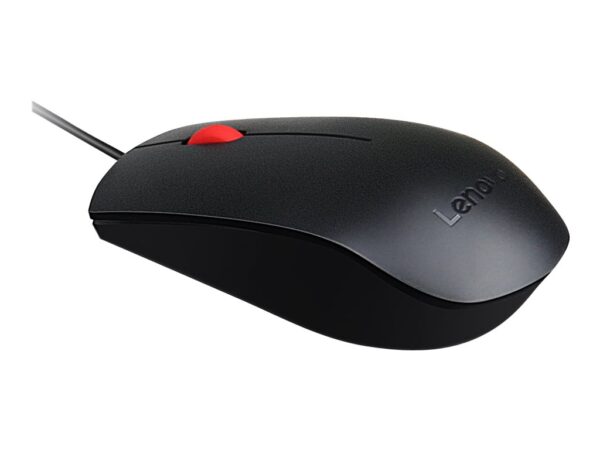 Lenovo Essential – Souris – droitiers et gauchers – optique – 3 boutons – filaire – USB – ThinkRed