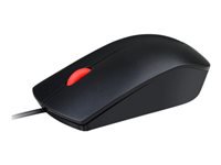Lenovo Essential – Souris – droitiers et gauchers – optique – 3 boutons – filaire – USB – ThinkRed