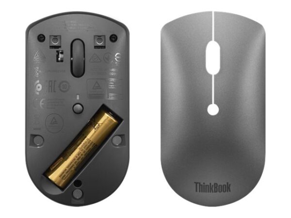 LENOVO ThinkBook Silent – Souris – droitiers et gauchers – bleu optique – 3 boutons – sans fil – Bluetooth 5.0 – gris de fer