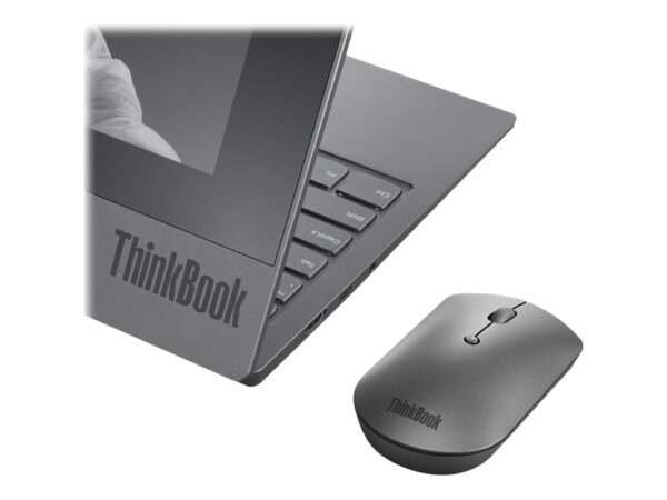 LENOVO ThinkBook Silent – Souris – droitiers et gauchers – bleu optique – 3 boutons – sans fil – Bluetooth 5.0 – gris de fer