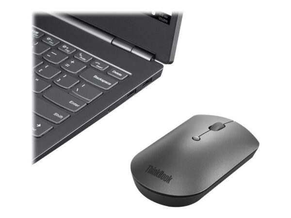 LENOVO ThinkBook Silent – Souris – droitiers et gauchers – bleu optique – 3 boutons – sans fil – Bluetooth 5.0 – gris de fer