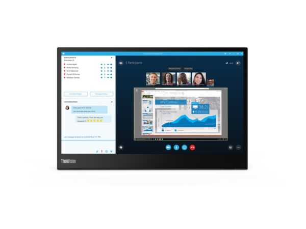 LENOVO ThinkVision M14 – Écran LED – 14p – portable – 1920 x 1080 Full HD (1080p) 60 Hz – 6 ms – 2xUSB-C – avec Power Delivery 2.0