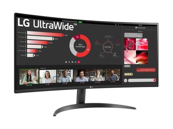 LG 34WR50QC-B.AEU Écran LED – incurvé – 34p – 3440 x 1440 WQHD 100 Hz – VA – 300 cd/m² – 3000:1- HDR10 -5ms – 2xHDMI, DisplayPort