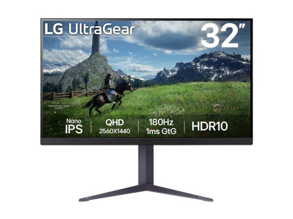 LG UltraGear 32GS85Q-B – 32p-  2560 x 1440 QHD 180 Hz – Nano IPS – 350 cd/m2 – 1000:1 – HDR10 – 1 ms – 2xHDMI, DisplayPort