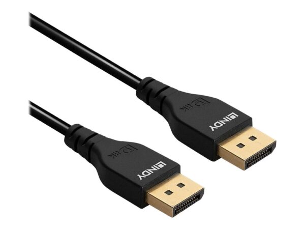 LINDY 0.5m DisplayPort 1.4 Cable Slim DP male to DP male connector