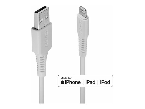 LINDY 0.5m USB to Lightning Cable white Charge and sync Cable for iPhone iPad & iPod
