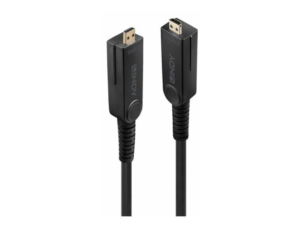 LINDY 100m Fibre Optic Hybrid Micro-HDMI 18G Cable with Detachable HDMI & DVI Connectors