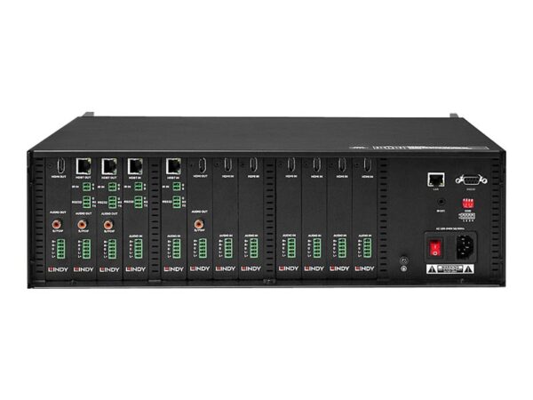 LINDY 12 Slot Seamless Modular Matrix Chassis HDBaseT & HDMI 2.0 HDCP 2.2 supported boards