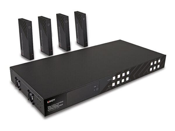 LINDY 150m Cat.6 4×4 HDMI 4K60 HDBaseT Matrix Extender