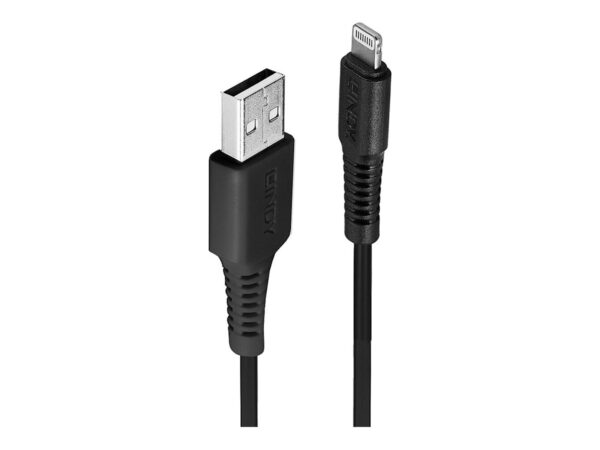 LINDY 1m USB to Lightning Cable black Charge and sync Cable for iPhone iPad & iPod