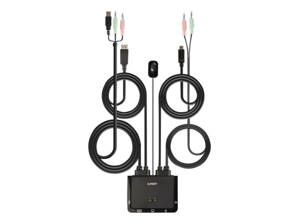 LINDY 2 Port DisplayPort 1.2 USB Type C USB 2.0 & Audio Cable KVM Switch