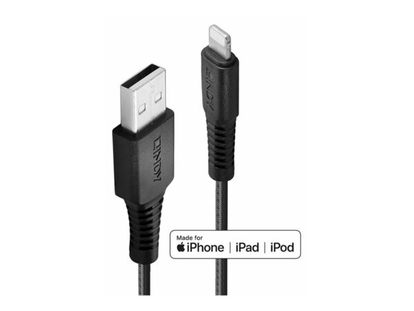LINDY 2m Reinforced USB Type A to Lightning Charging Cable