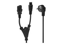 LINDY 2m Schuko to 1x IEC C13 and 1x IEC C5 Y-Power Cable